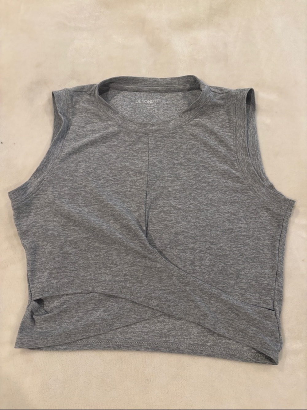 Beyond Yoga Grey Crossed Crop Tank - S